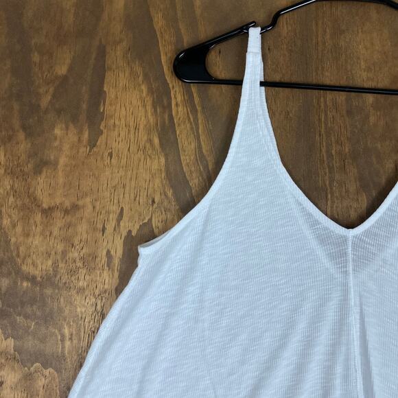 Free People Womens Tank Top White Dani Double V Neck Sheer Intimately Medium - Picture 4 of 12